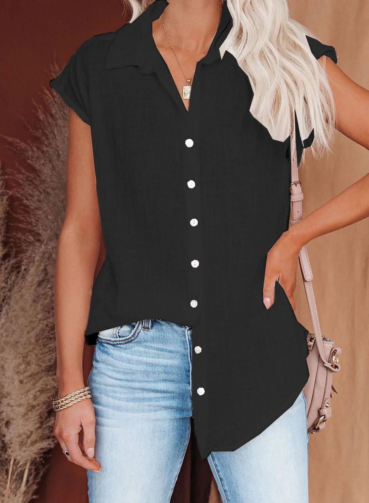 Cotton-Linen Short-Sleeve Relaxed T-Shirt