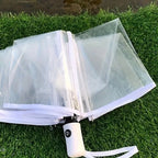 1pc-Korean Transparent Umbrella Folding Automatic Open And Close Umbrella Mori Three-fold Student Sunny Umbrella