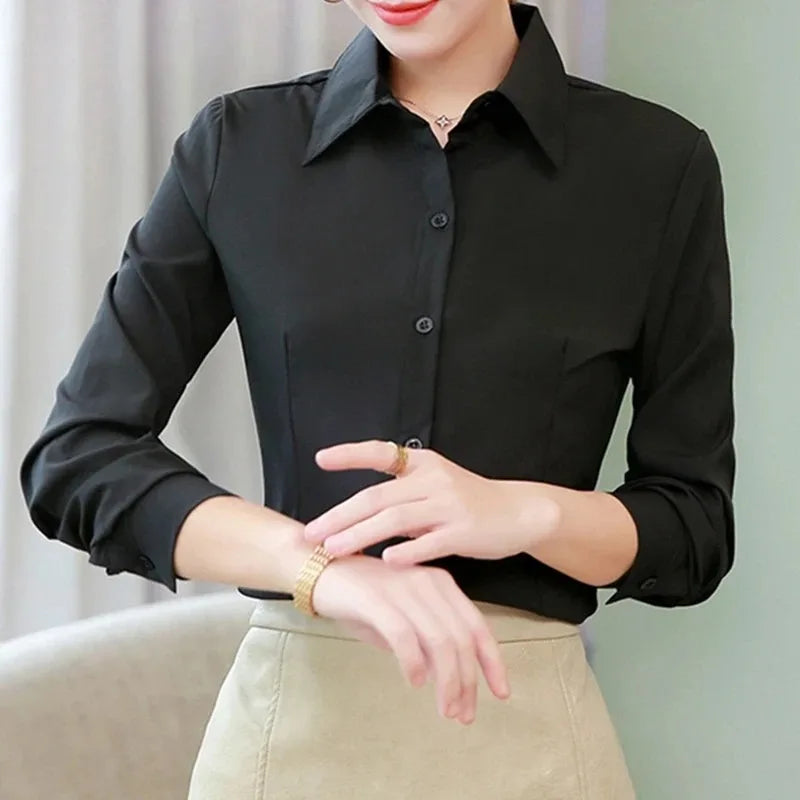 Button-Up Long-Sleeve Blouse