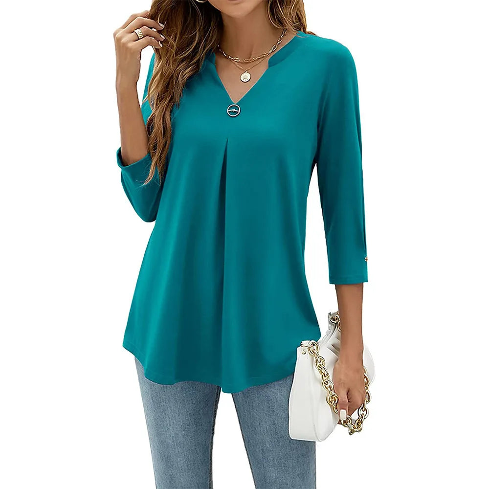 Pleated V-Neck Slim-Fit T-Shirt