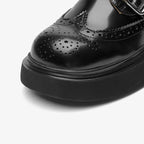 Aurelia Sun Double-Buckle Patent Leather Loafers – Black