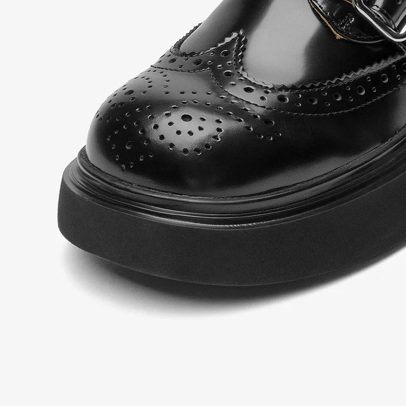 Aurelia Sun Double-Buckle Patent Leather Loafers – Black