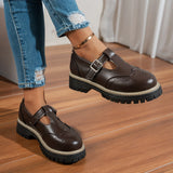 T-Bar Brogue Platform Flats