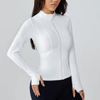 Yoga wear women's spring and summer stand-up collar zipper jacket slimming sun-protective long-sleeved high-end and fitness top