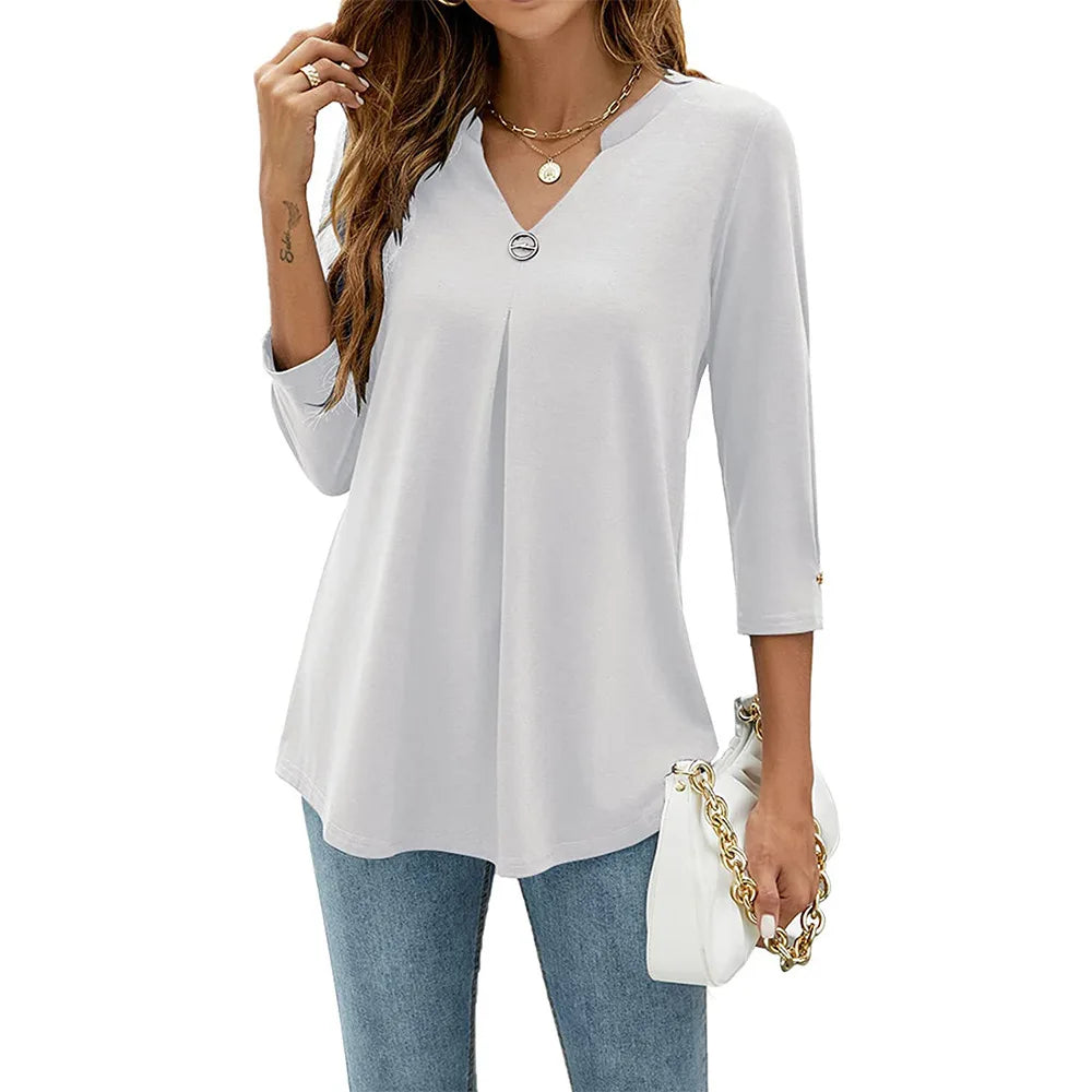 Pleated V-Neck Slim-Fit T-Shirt