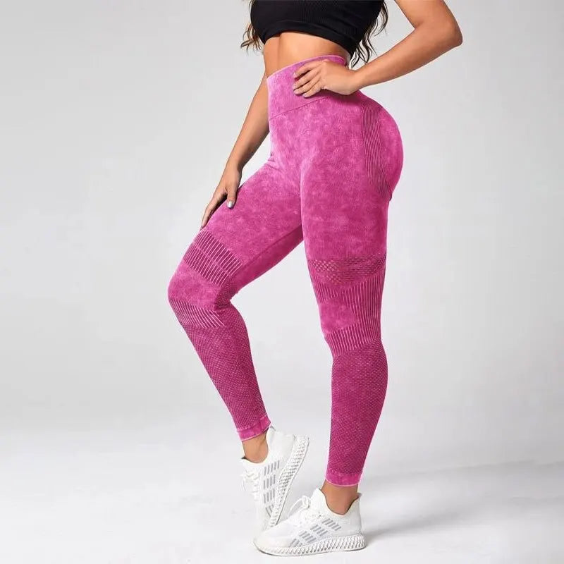 Aurelia Sun Tie-Dye High-Waist Leggings – Rose Red – image 3