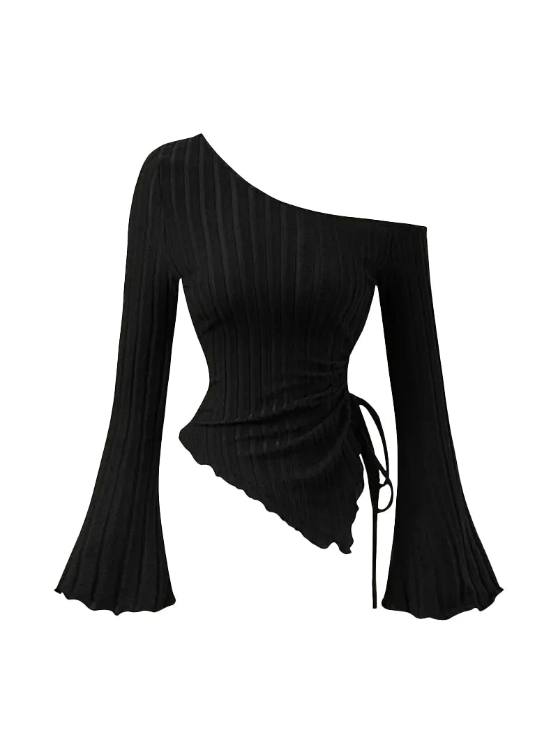 Asymmetric Flare-Sleeve Top
