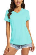 TACVASEN UPF 50+ Summer Short Sleeve V-Neck T-shirts Womens Sun Protection T-shirts Quick Dry Hiking Running Tee Shirts Tops