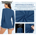 TACVASEN Summer UPF 50+ Long Sleeve T-Shirts Womens Sun Protection V Neck Fashion Tee Shirts Quick Dry Outdoor Hiking Pullover
