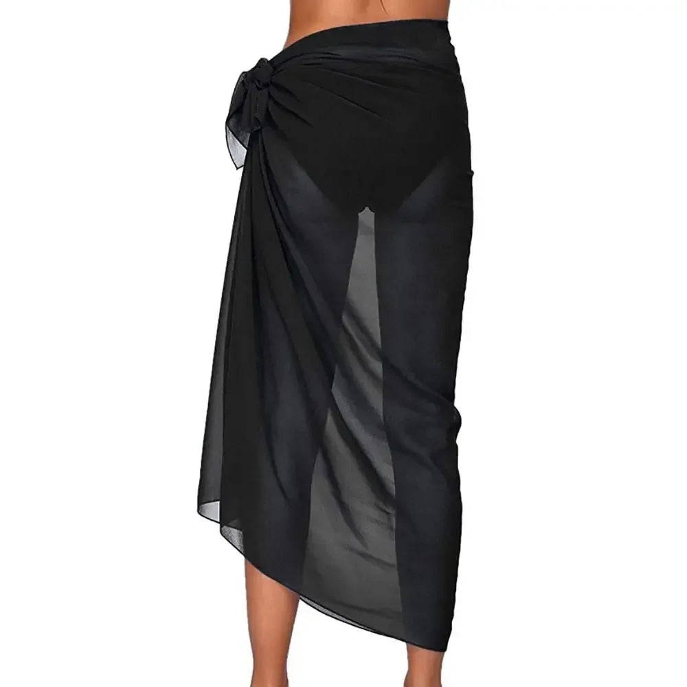 Women's Lightweight Chiffon Beach Sarong – Rose Red – Style 1