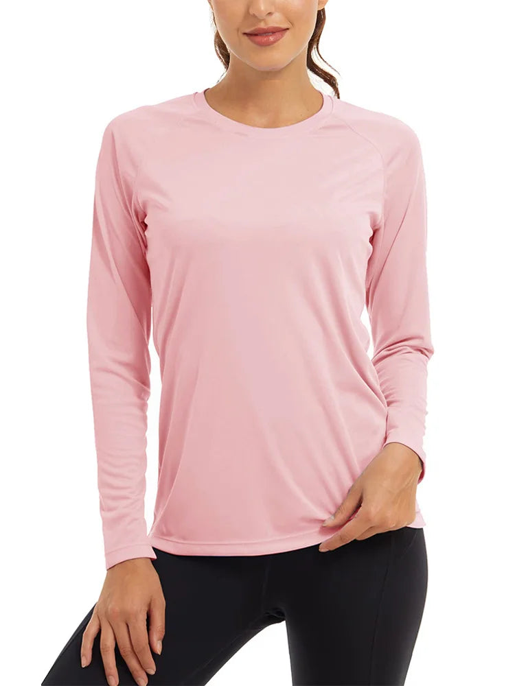 KEFITEVD Quick Dry Women's UPF 50+ Long Sleeve T-Shirts Skin Sun/UV Protection Breathable Lightweight Swim Outdoor Hiking Shirts