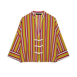 Striped Shirt & Wide-Leg Pants Set