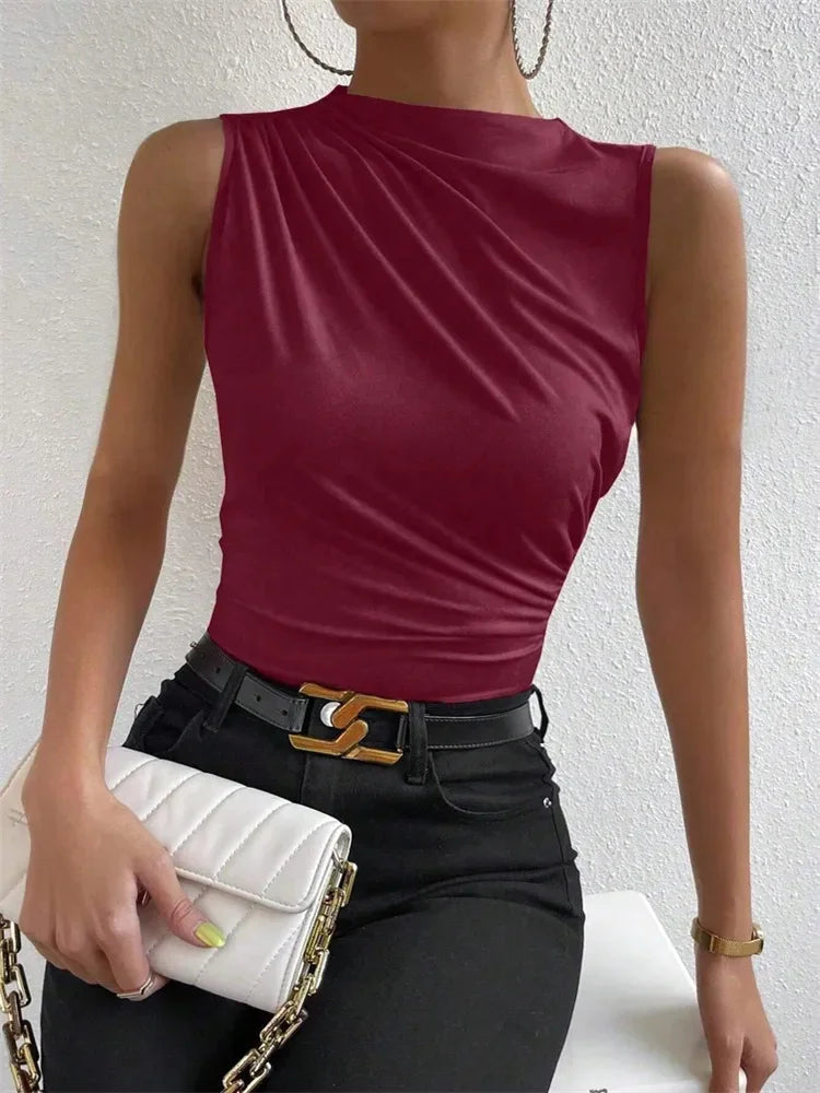 Ruched Mock-Neck Tank