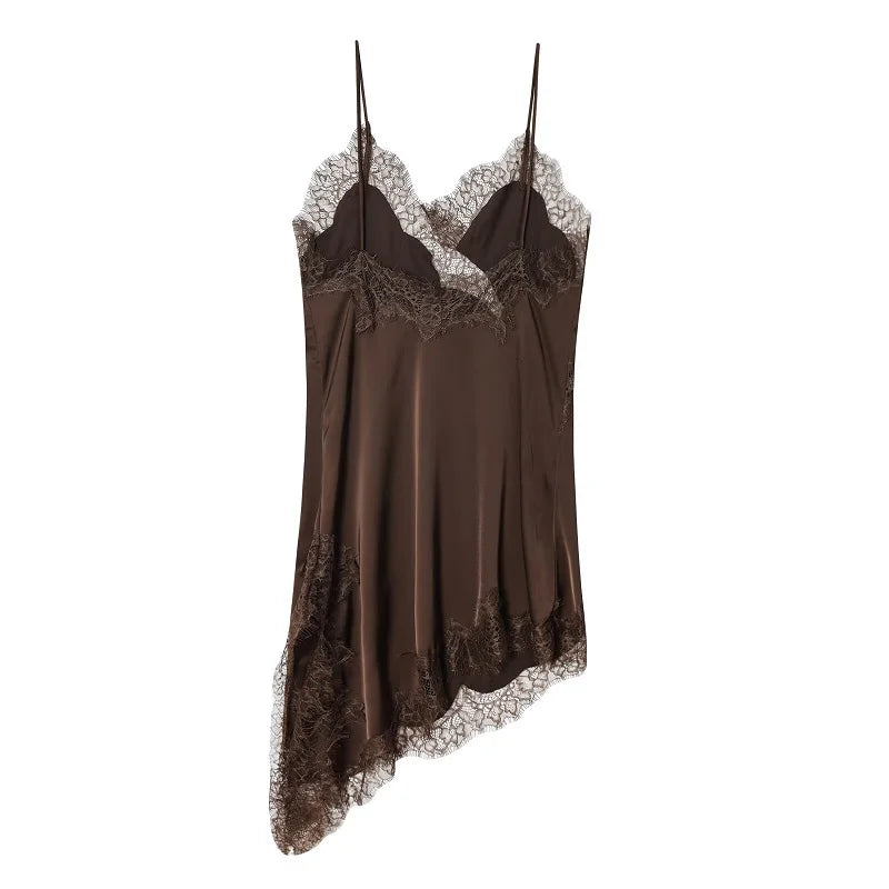 Satin-Look Lace Mini Dress