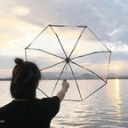 1pc-Korean Transparent Umbrella Folding Automatic Open And Close Umbrella Mori Three-fold Student Sunny Umbrella