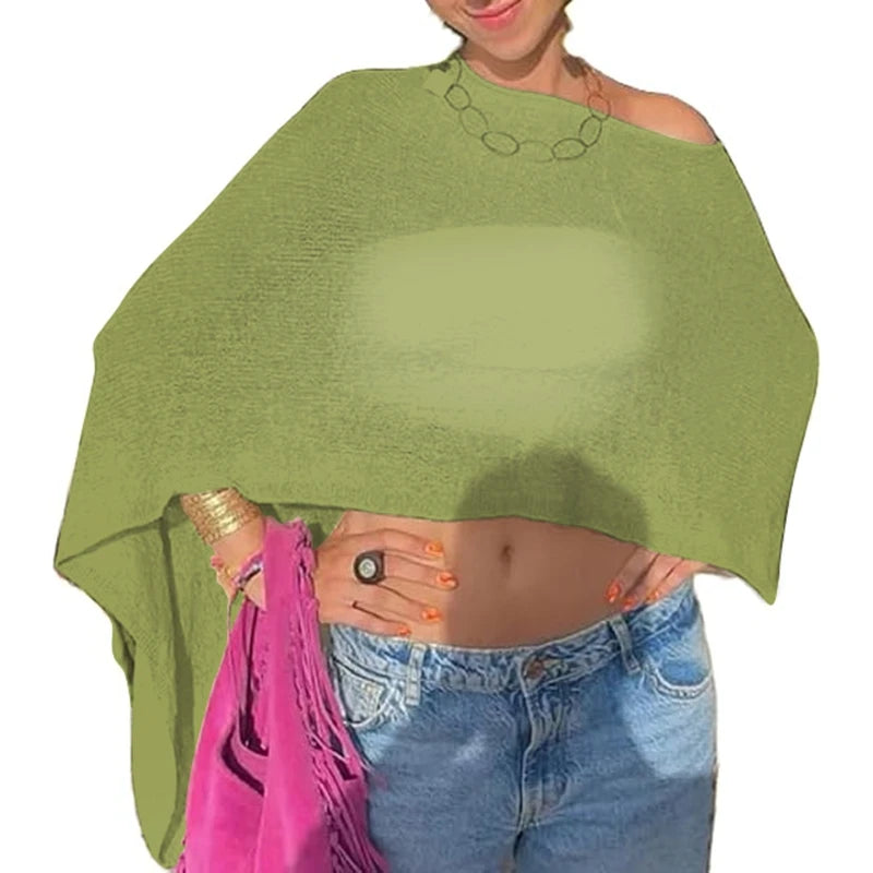 Open-Knit Asymmetric Beach Cover-Up