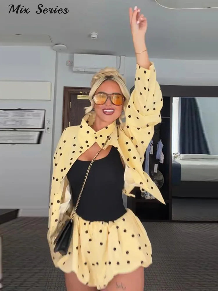 Polka Dot Blazer & Balloon Shorts Set