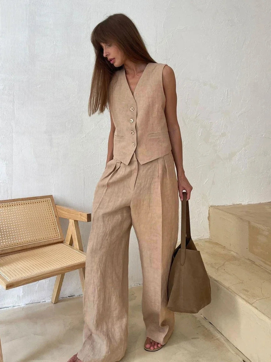 Linen Vest & Trousers Set