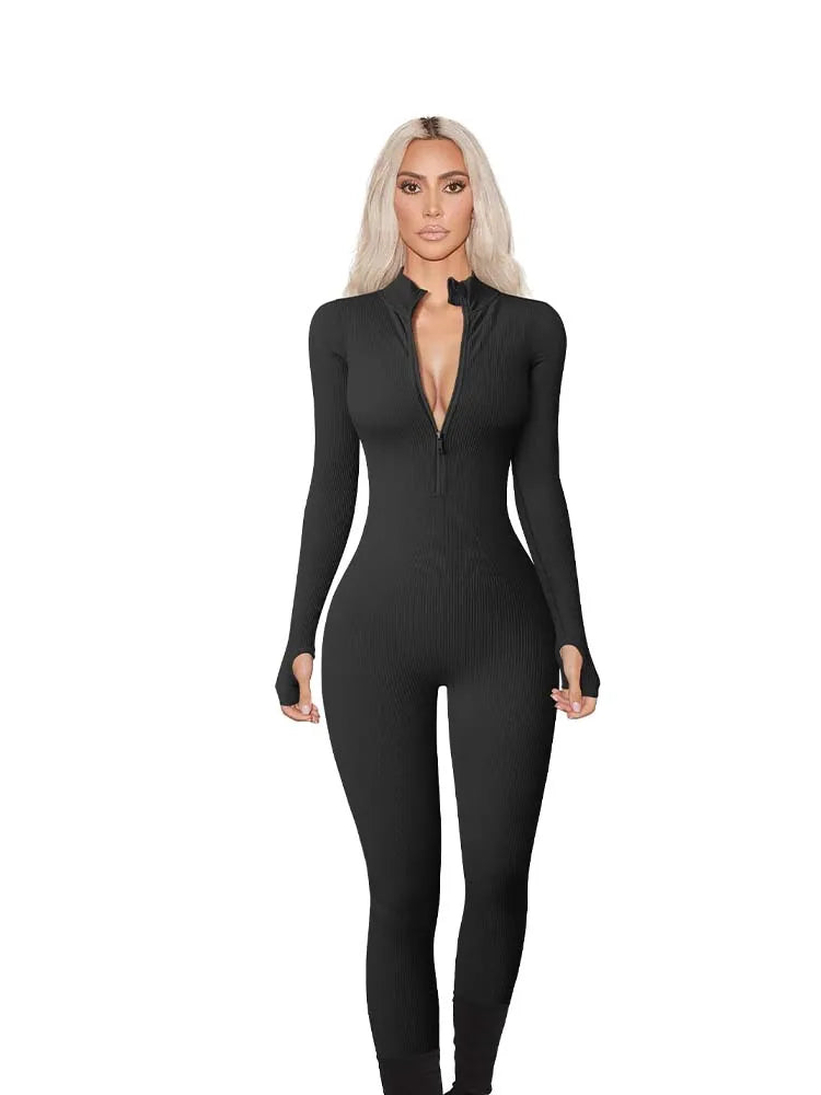 Long-Sleeve Active Jumpsuit