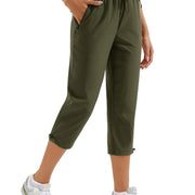 TACVASEN Women's Hiking Capris Pants UPF 50+ Lightweight Quick Dry Workout Travel Summer Casual Drawstring Pants Zipper Pockets