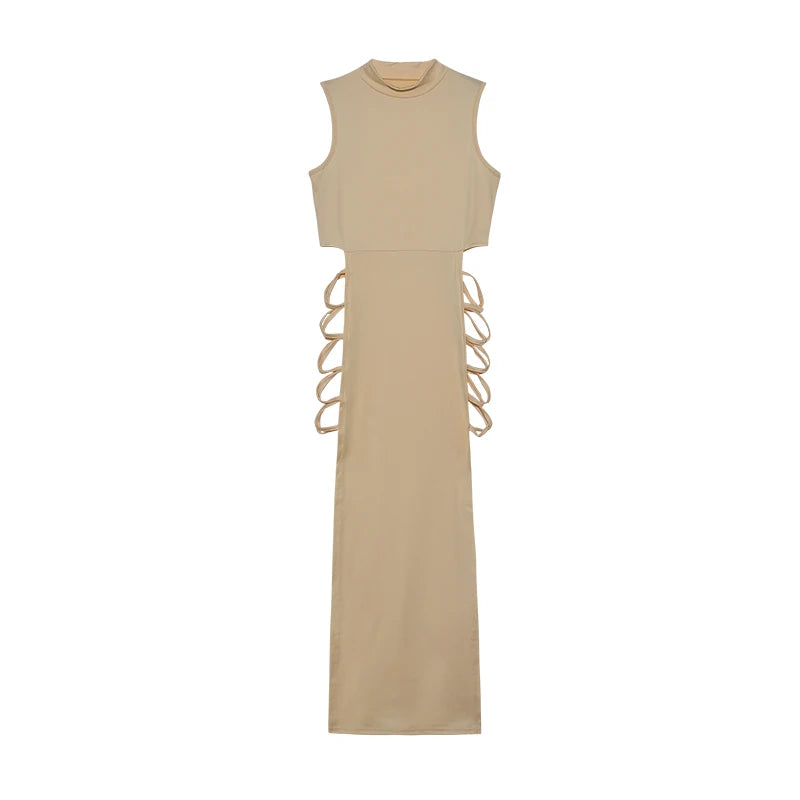 Cross-Front Cut-Out Midi Dress