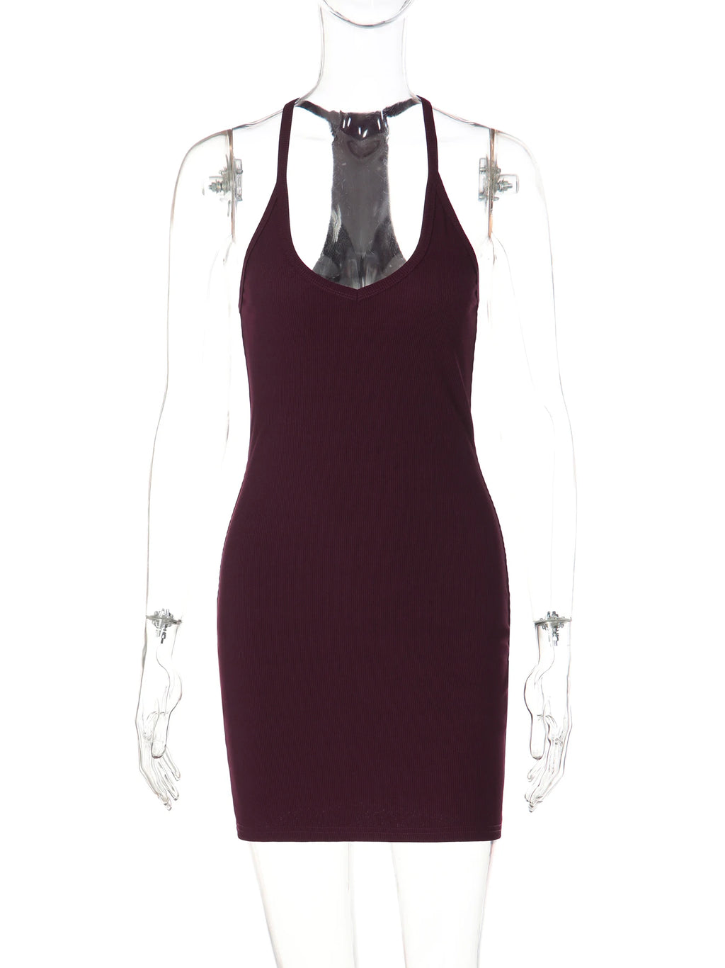 Ribbed Halter Bodycon Mini Dress