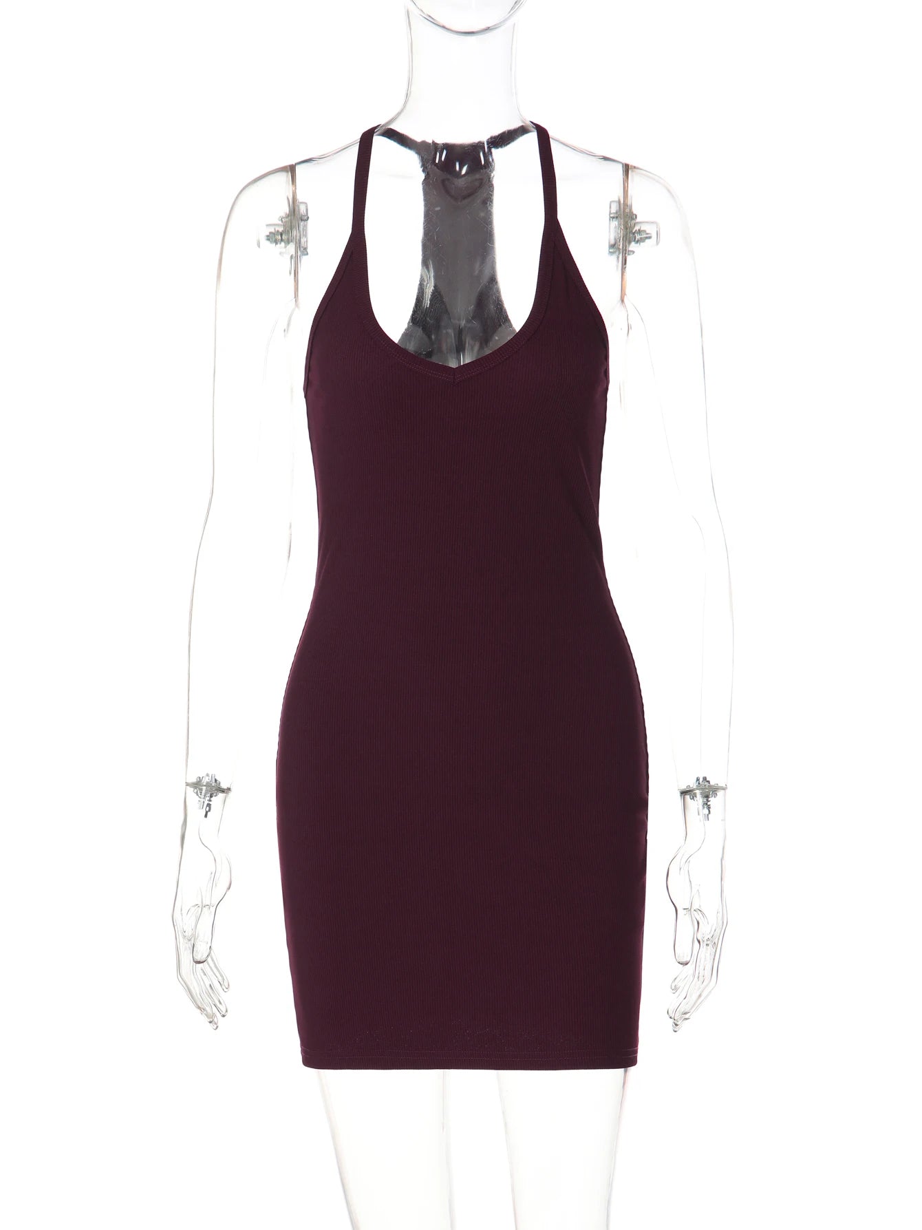 Ribbed Halter Bodycon Mini Dress