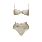 Floral Mesh-Skirt Bandeau Bikini Set