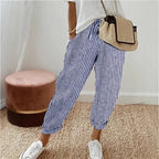 Striped Drawstring Wide-Leg Pants