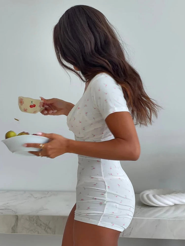 Floral Button-Front Romper