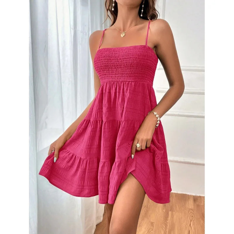 Smocked Tiered Swing Mini Dress
