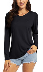 TACVASEN Summer UPF 50+ Long Sleeve T-Shirts Womens Sun Protection V Neck Fashion Tee Shirts Quick Dry Outdoor Hiking Pullover