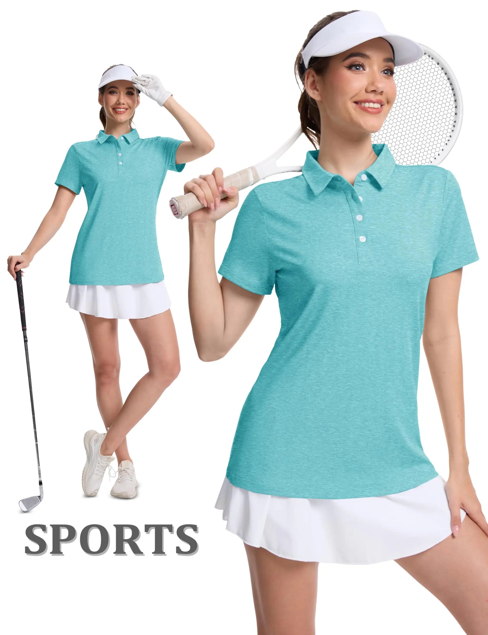 TACVASEN 4 Buttons Polos T-Shirts Womens Summer Short Sleeve Athletic Golf Polos Tee Shirts Sports Casual Work Pullover T-shirts