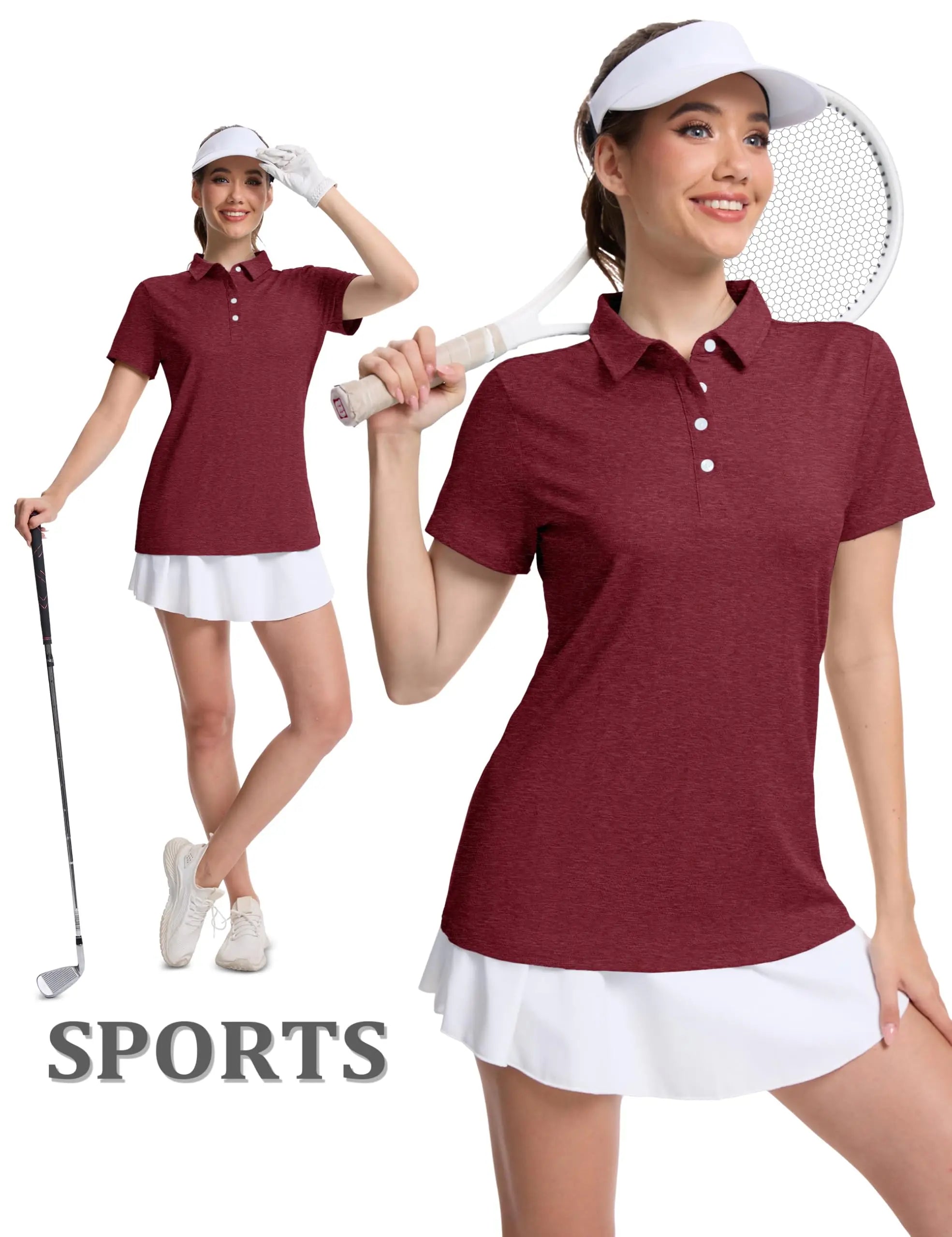 TACVASEN 4 Buttons Polos T-Shirts Womens Summer Short Sleeve Athletic Golf Polos Tee Shirts Sports Casual Work Pullover T-shirts