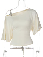 Lace Short-Sleeve Oversized Crop T-Shirt