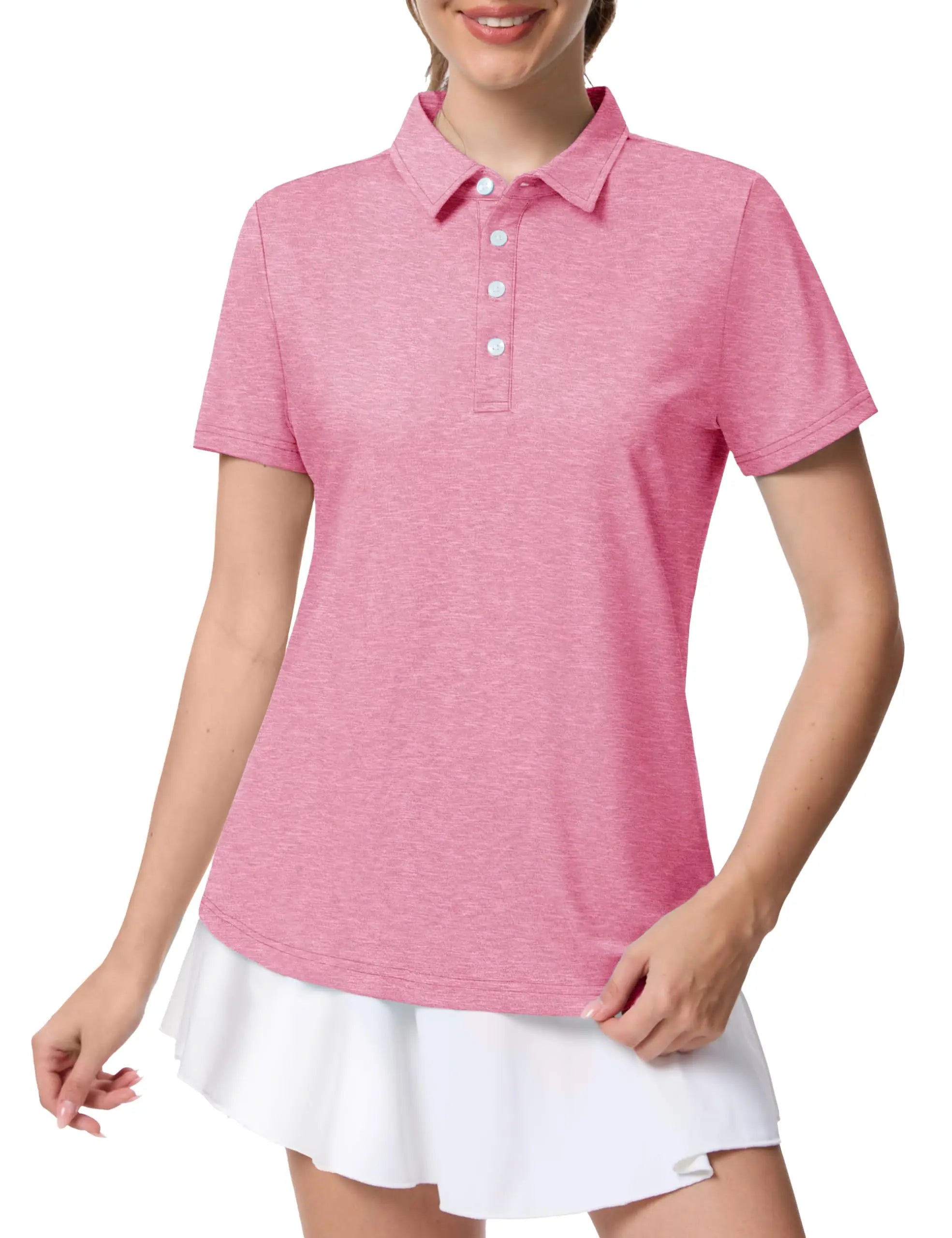 TACVASEN 4 Buttons Polos T-Shirts Womens Summer Short Sleeve Athletic Golf Polos Tee Shirts Sports Casual Work Pullover T-shirts