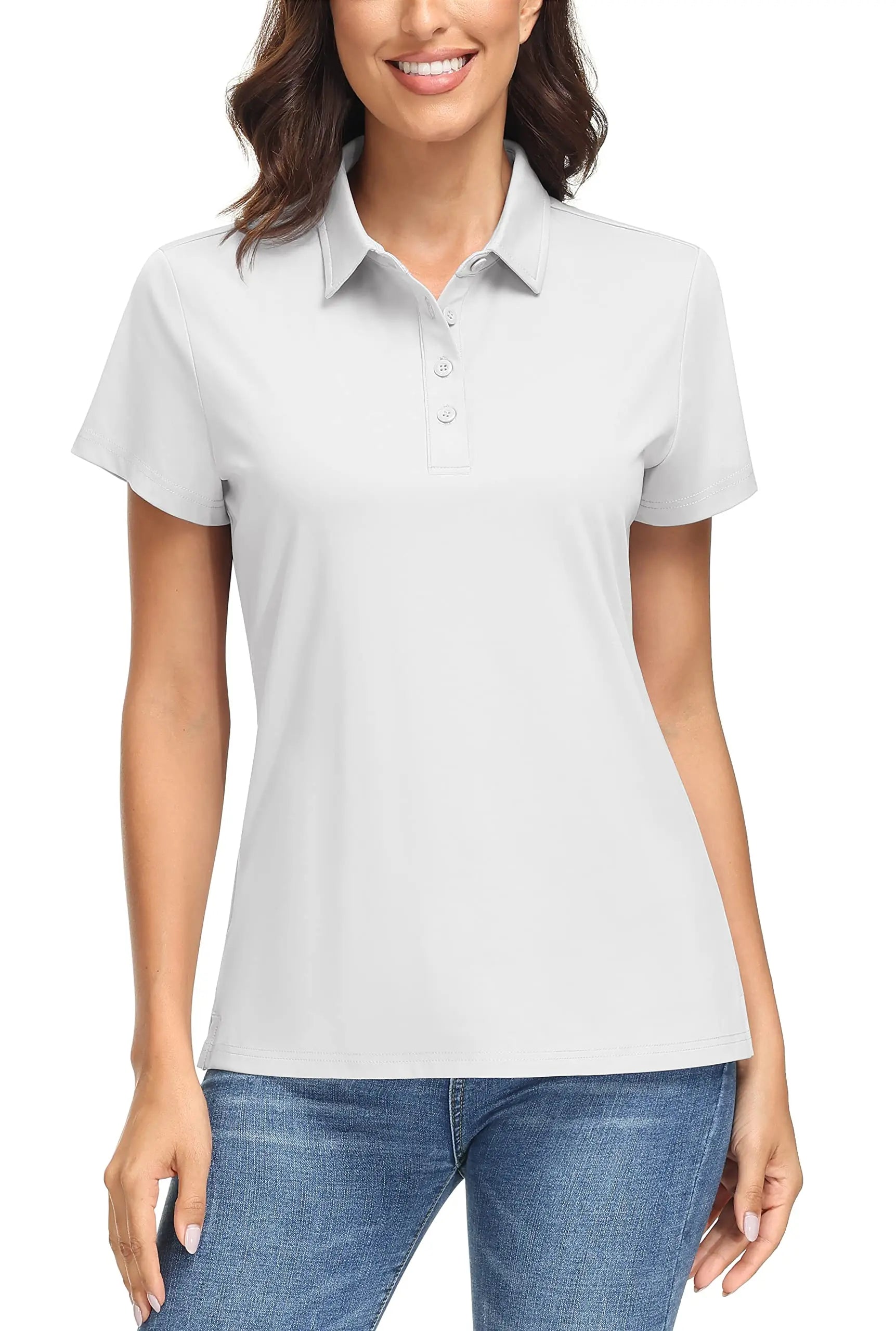 TACVASEN UPF50+ UV Protection Quick Dry Polo T-Shirts Womens Summer Short Sleeve Golf Sports Tee Shirts Breathable Workout Tops