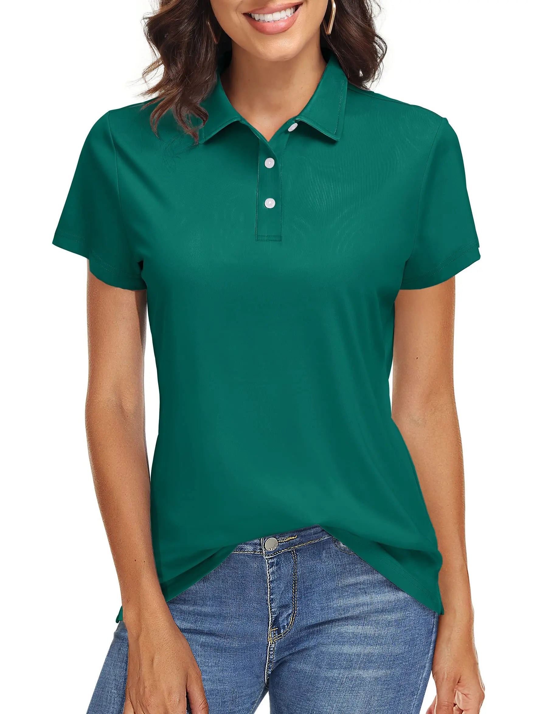 TACVASEN UPF 50+ Short Sleeve Golf Polos Shirts High Elastic Womens Sun Protection T-shirts Quick Dry Workout Tee Pullover Tops
