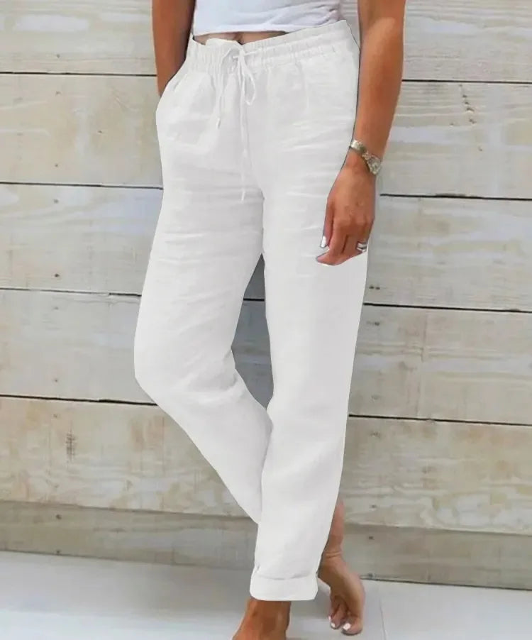 Linen-Blend Relaxed Tapered Pants