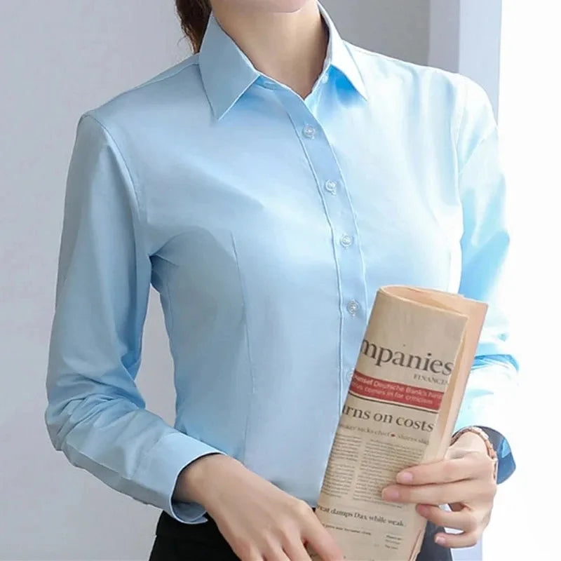 Button-Up Long-Sleeve Blouse