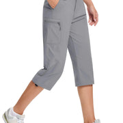 TACVASEN Quick Dry Knee Length Nylon Capris Womens Summer Hiking Casual Cargo Short Pant Lightweight Waterproof Shorts 5 Pockets