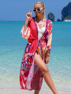 Printed Belted Kimono Cover-Up