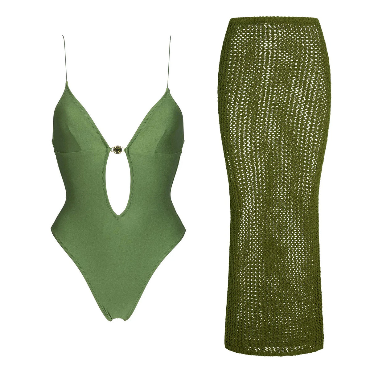 Crystal Crochet Three-Piece Bikini Set