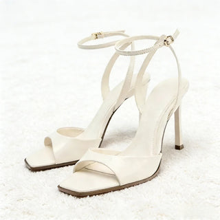 Patent-Look Ankle-Strap Heeled Sandals