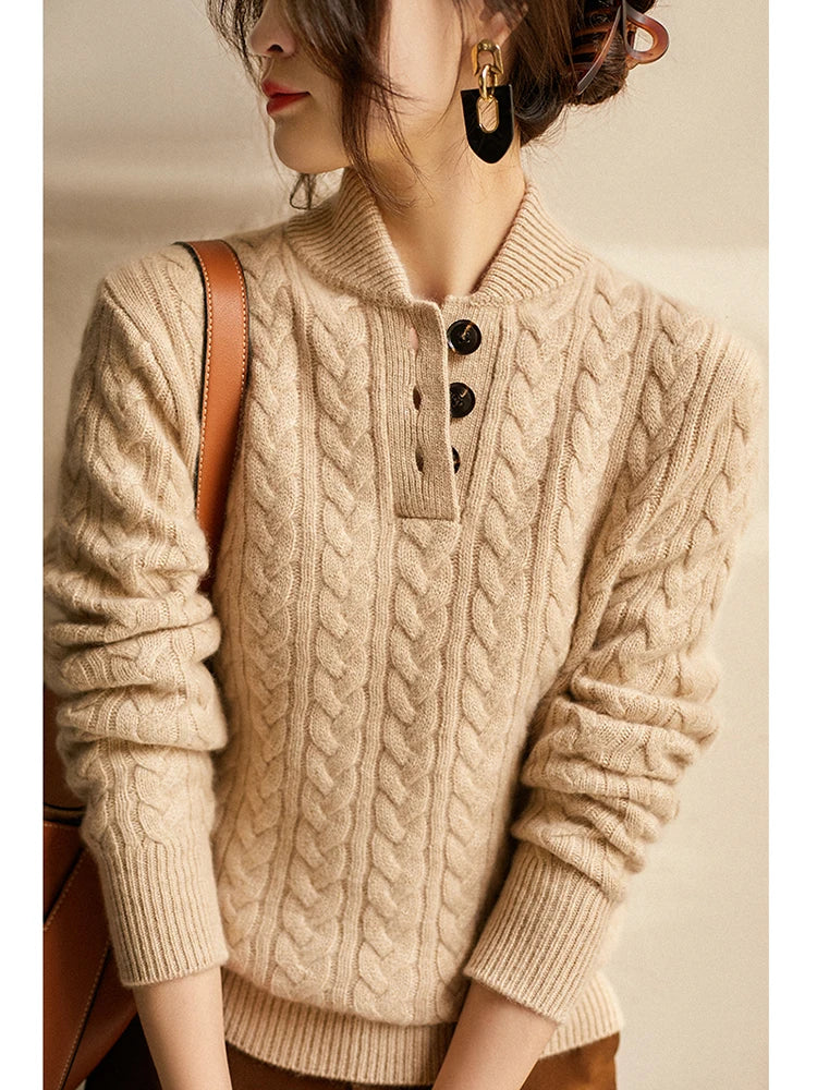 Arden Cable-Knit Cashmere Blend Sweater – Olive
