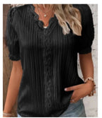 Plus-Size V-Neck Short-Sleeve Blouse