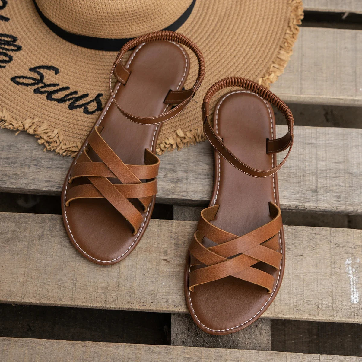Roman Strap Flat Sandal Collection