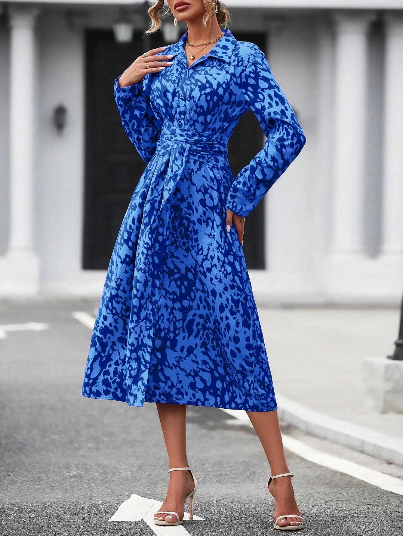 Belted Floral Shirt Dress