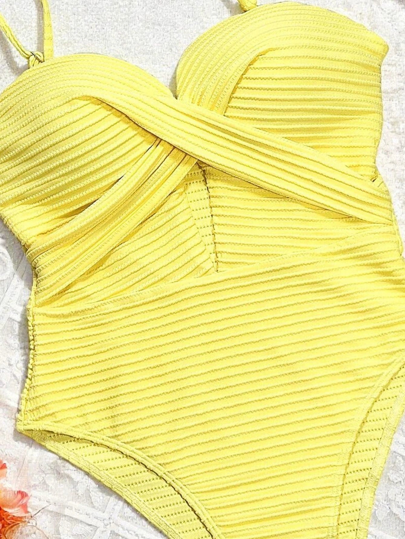 Aurelia Sun Cross-Front Cut-Out Swimsuit – Yellow – image 3