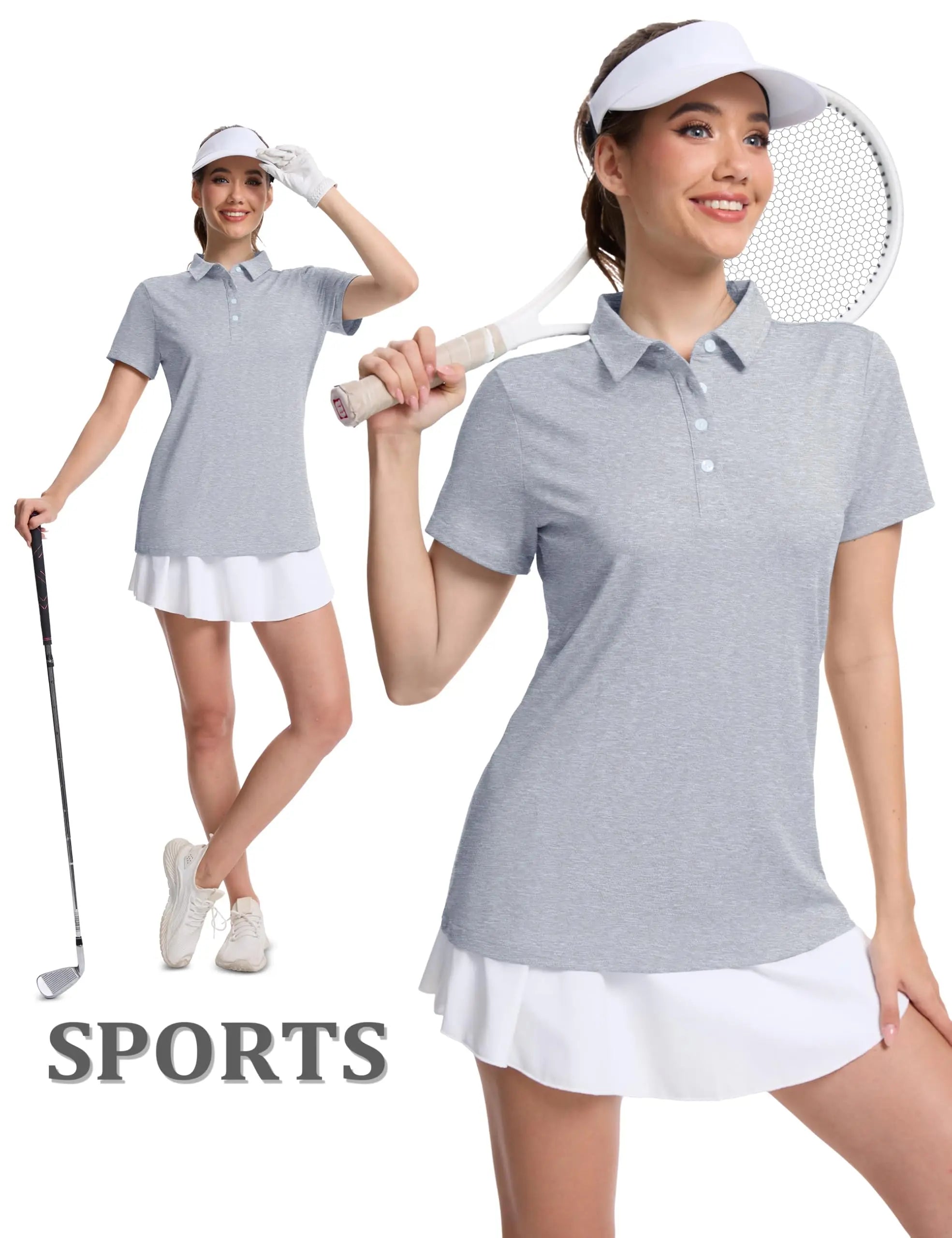 TACVASEN 4 Buttons Polos T-Shirts Womens Summer Short Sleeve Athletic Golf Polos Tee Shirts Sports Casual Work Pullover T-shirts